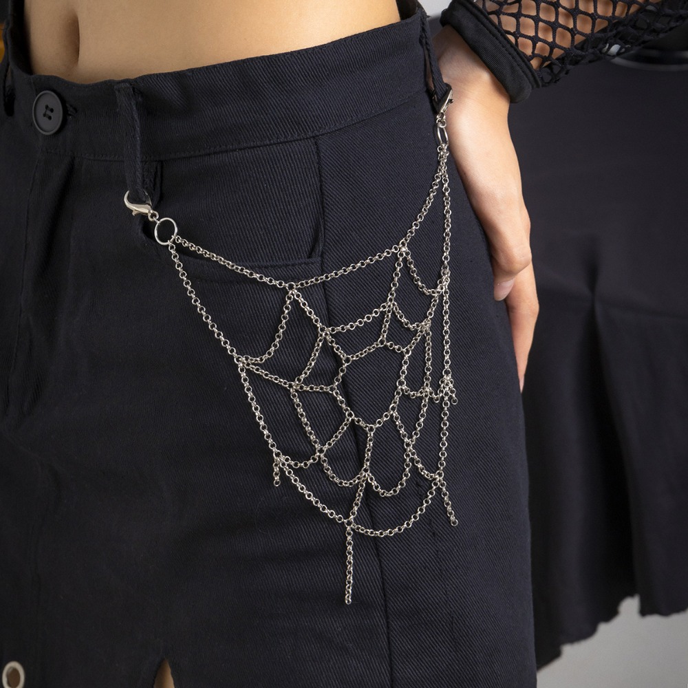 Body Jewelry Charms - Gotycki Punk Srebrny Łańcuszek do Spodni