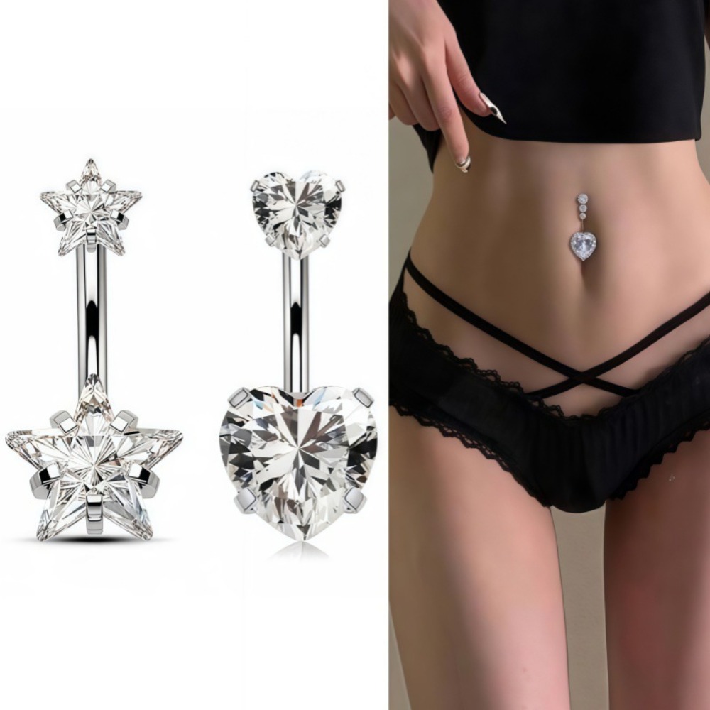 Body Jewelry Charms - Kolczyki do pępka ze stali nierdzewnej