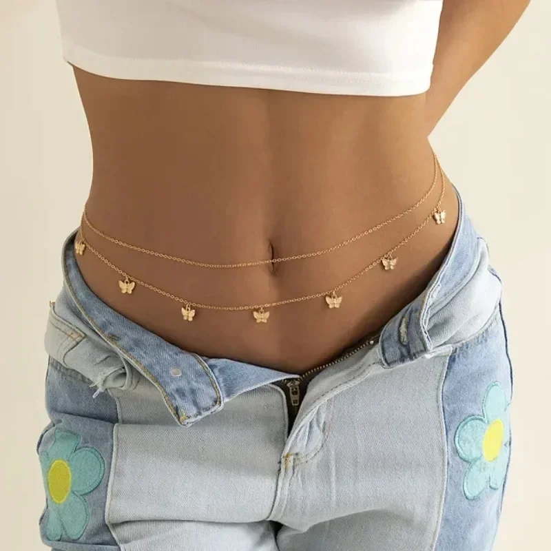 Body Jewelry For Women - Nowy urok Seksowny dwuwarstwowy łańcuszek motylkowy
