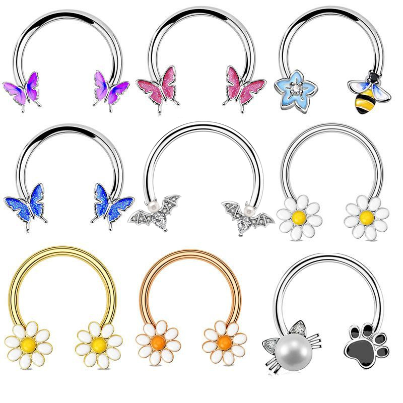 Body Jewelry La - Moda Różowy motyl Pierścionek na nos