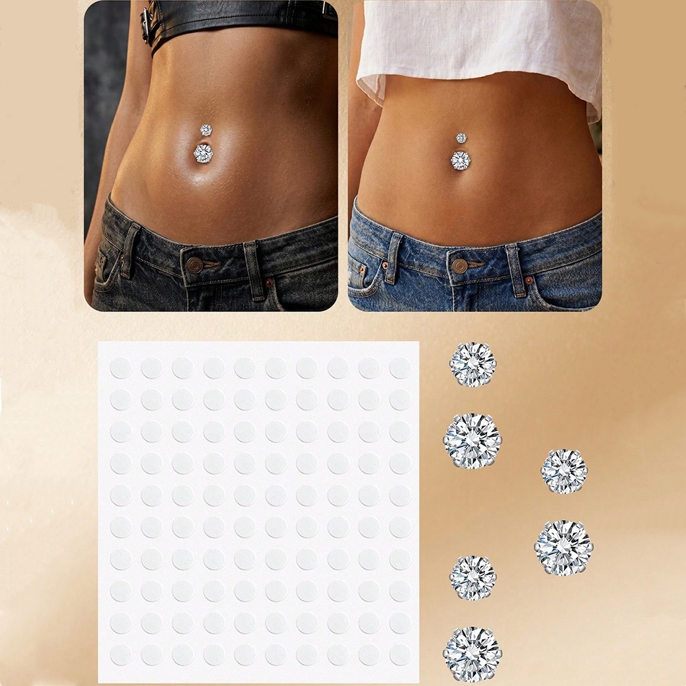 Body Jewelry Art - Sztuczny kolczyk do pępka z cyrkonią,