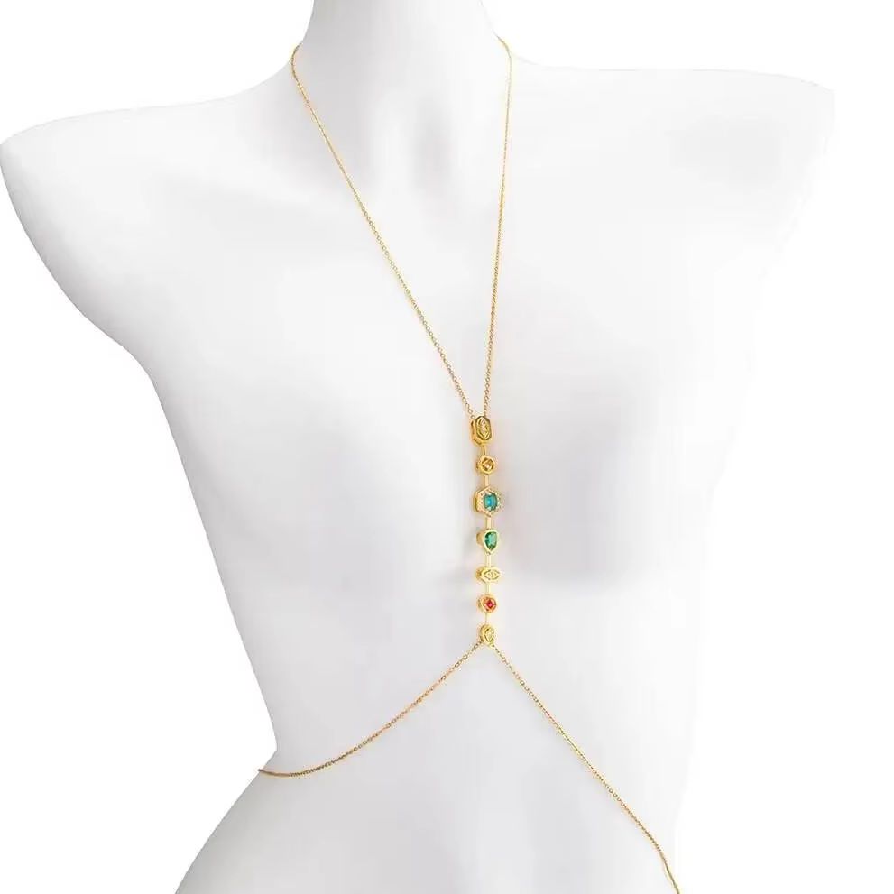 Body Jewelry For You - PuRui Wykwintny Kolorowy Łańcuszek na Klatkę