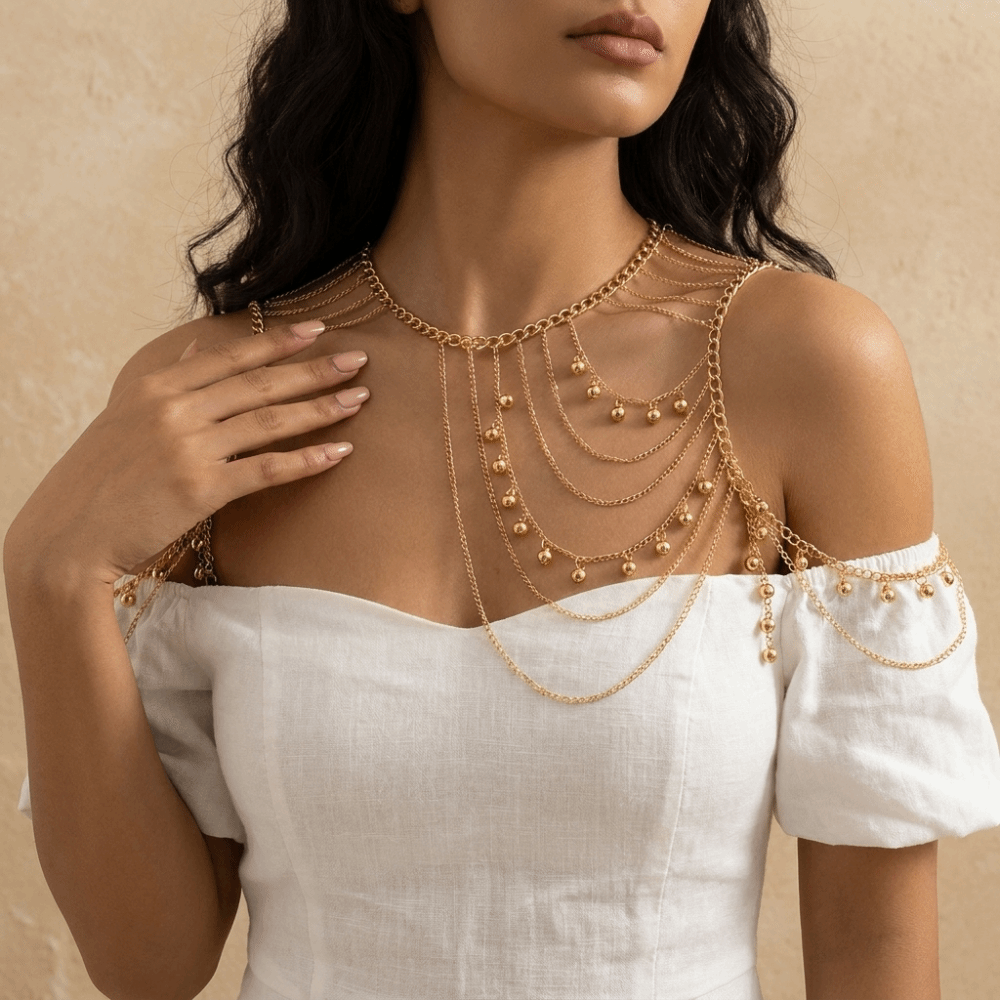 Body Jewelry Hot - Gorąca dziewczyna, wielowarstwowy łańcuszek na ramię