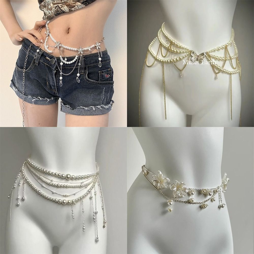 Body Jewelry For Women - Eleganckie łańcuszki na talię z perłami,